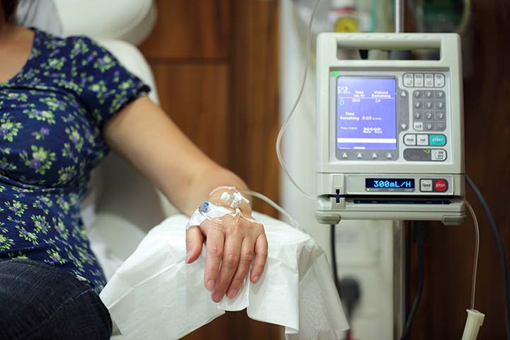 Cancer patient getting chemotherapy treatment