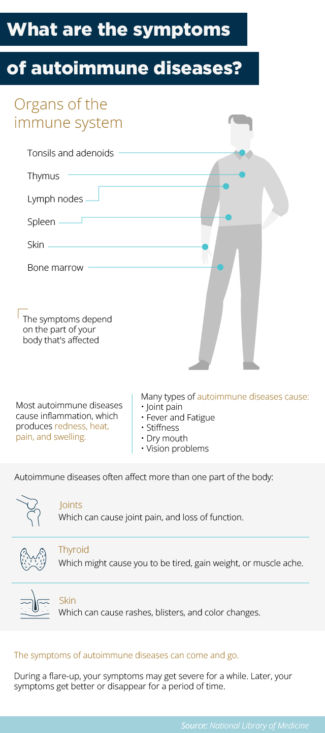 Male body icon with explanations and identifications of the immune system and how it works in the human body