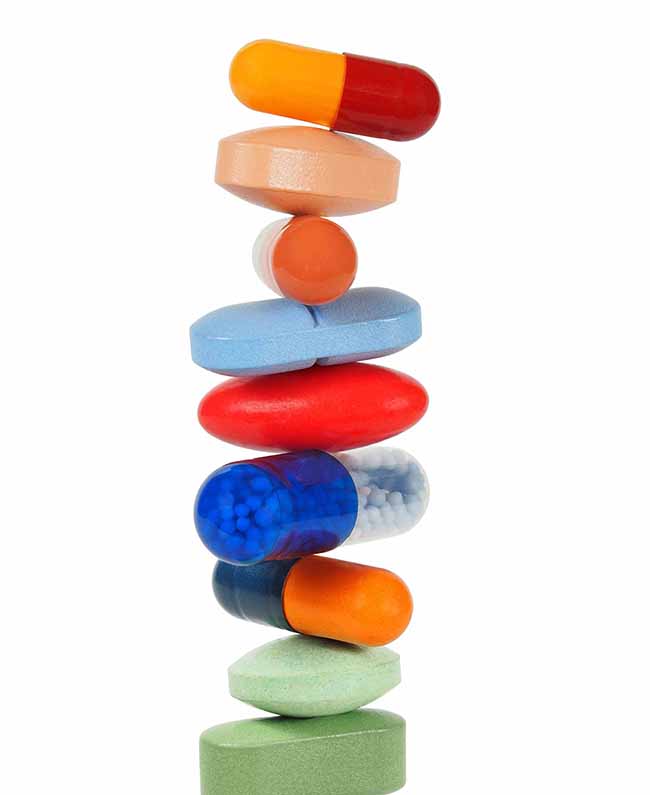 large stack of vitamins