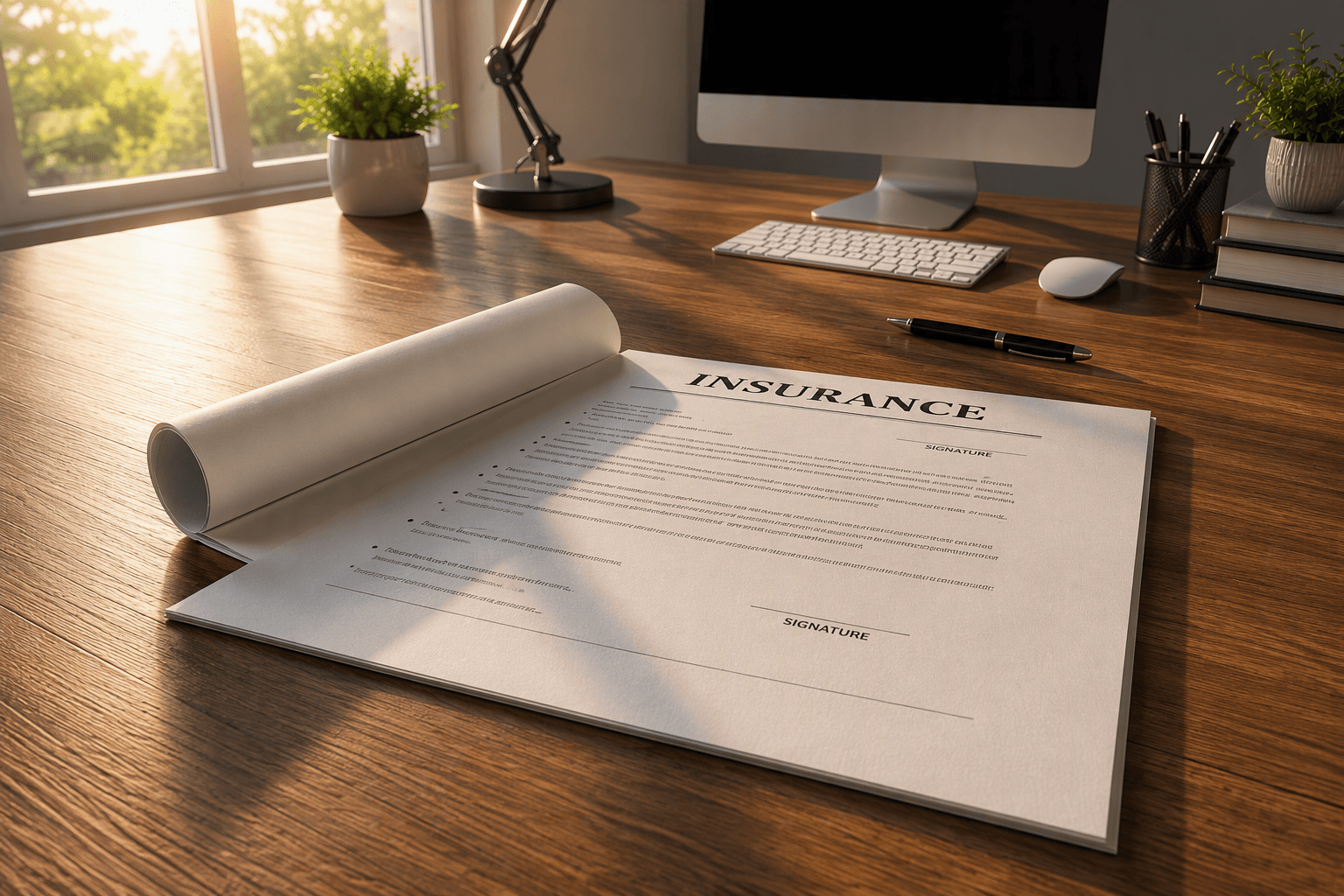 Insurance Papers on a Desk