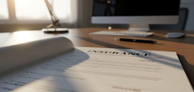 Documentos de seguros sobre un escritorio